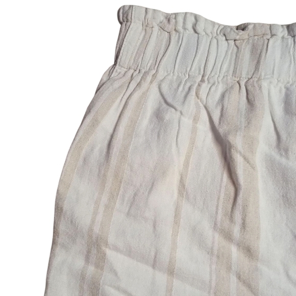 Madewell Paper Bag Tie Waist Linen Blend Subtle Stripe Shorts Tan Size Small - Picture 5 of 10